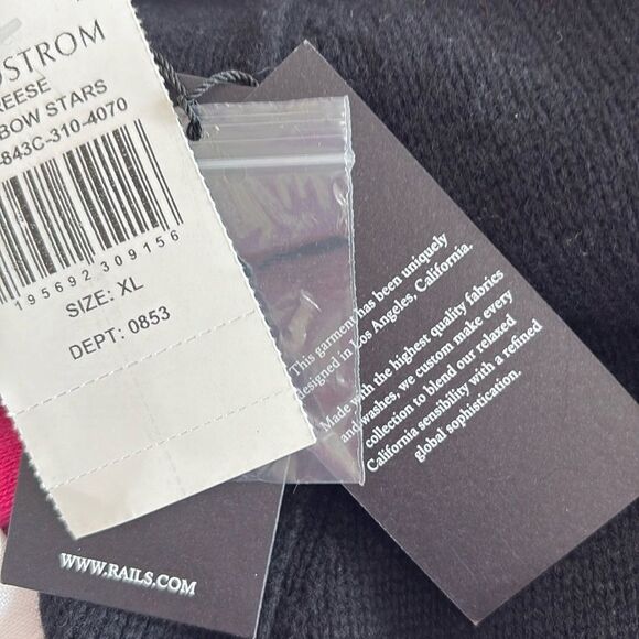 NWT Rails Reese Rainbow Stars Wool cardigan in black XL - Picture 5 of 8